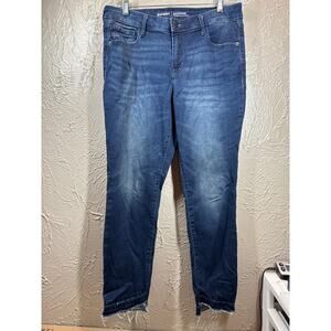 Old Navy Rockstar Skinny Cut Off Mid Rise Denim Jeans Raw Asymmetric Hem Size 12